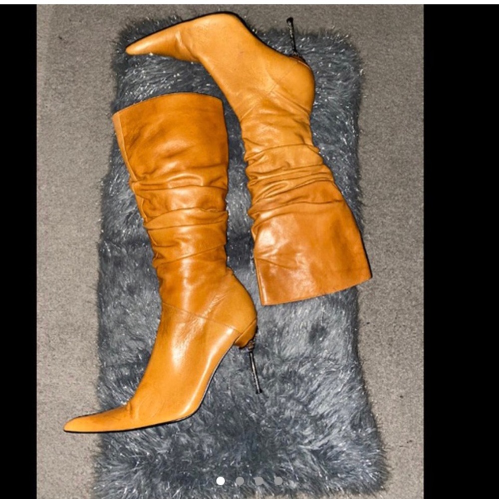 Pointy Toe Tan Stiletto Knife Boots